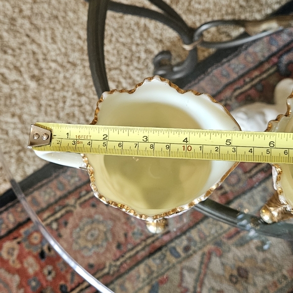 Northwood Inverted Fan Sugar Creamer Spooner Uranium Custard Glass Antique EAPG - Picture 15 of 16